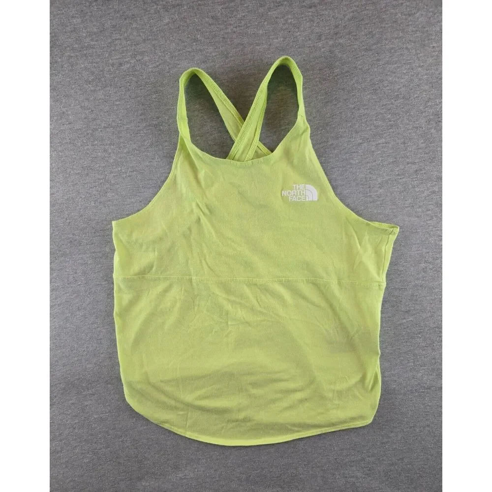 The North Face Girl's Criss Cross Neon Green Tank Top Size Large 14/16 Hiking‎